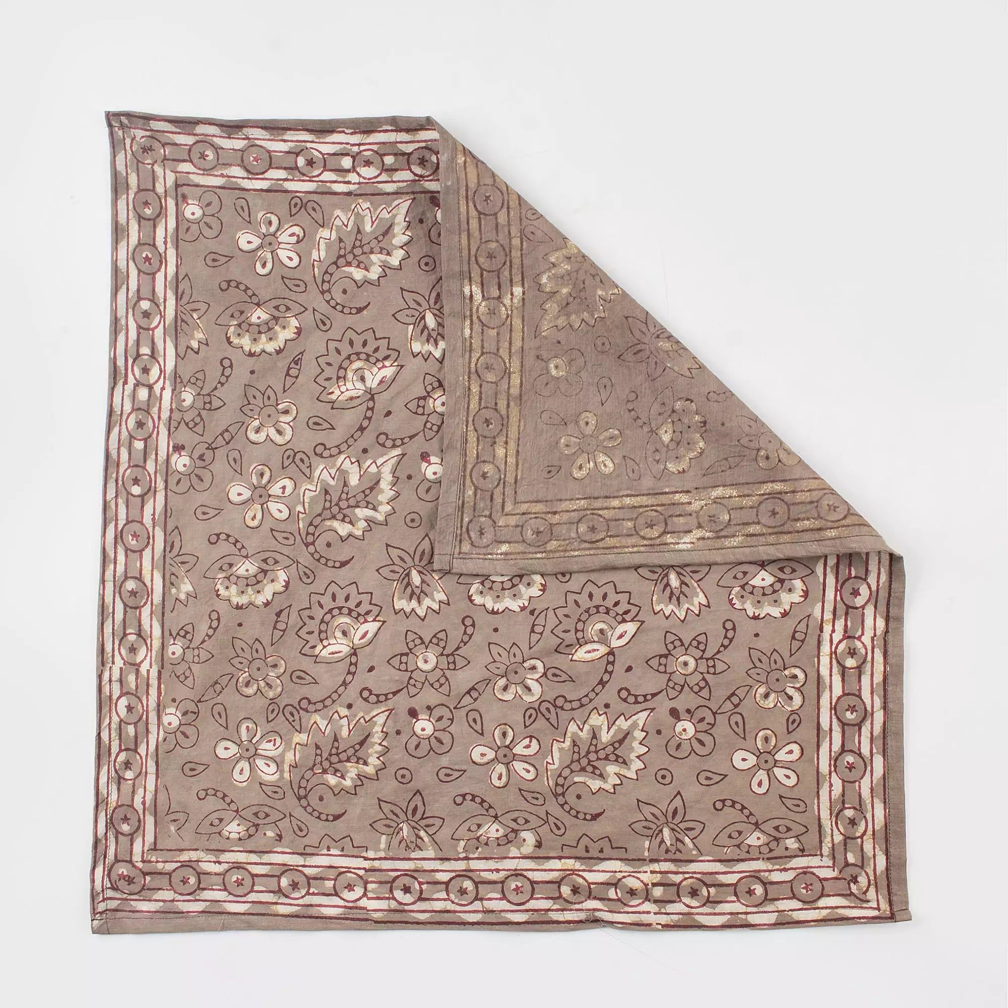 Hand Block Printed Pure Cotton Green Floral Bandana for Face 588
